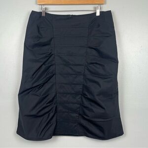 Ronen Chen black cotton nylon blend pintuck ruched detail skirt, 3 = US 10.